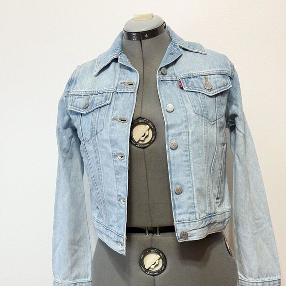 Levis Premium NWT SzXS Pool Party Medium Wash Featherweight  Trucker Jean Jacket - Picture 6 of 12